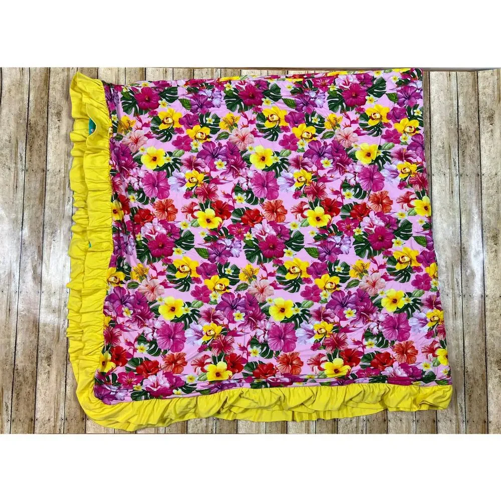 Posh Peanut Malana Luxe Patoo Bamboo Blanket Tropical Hibiscus 60x60